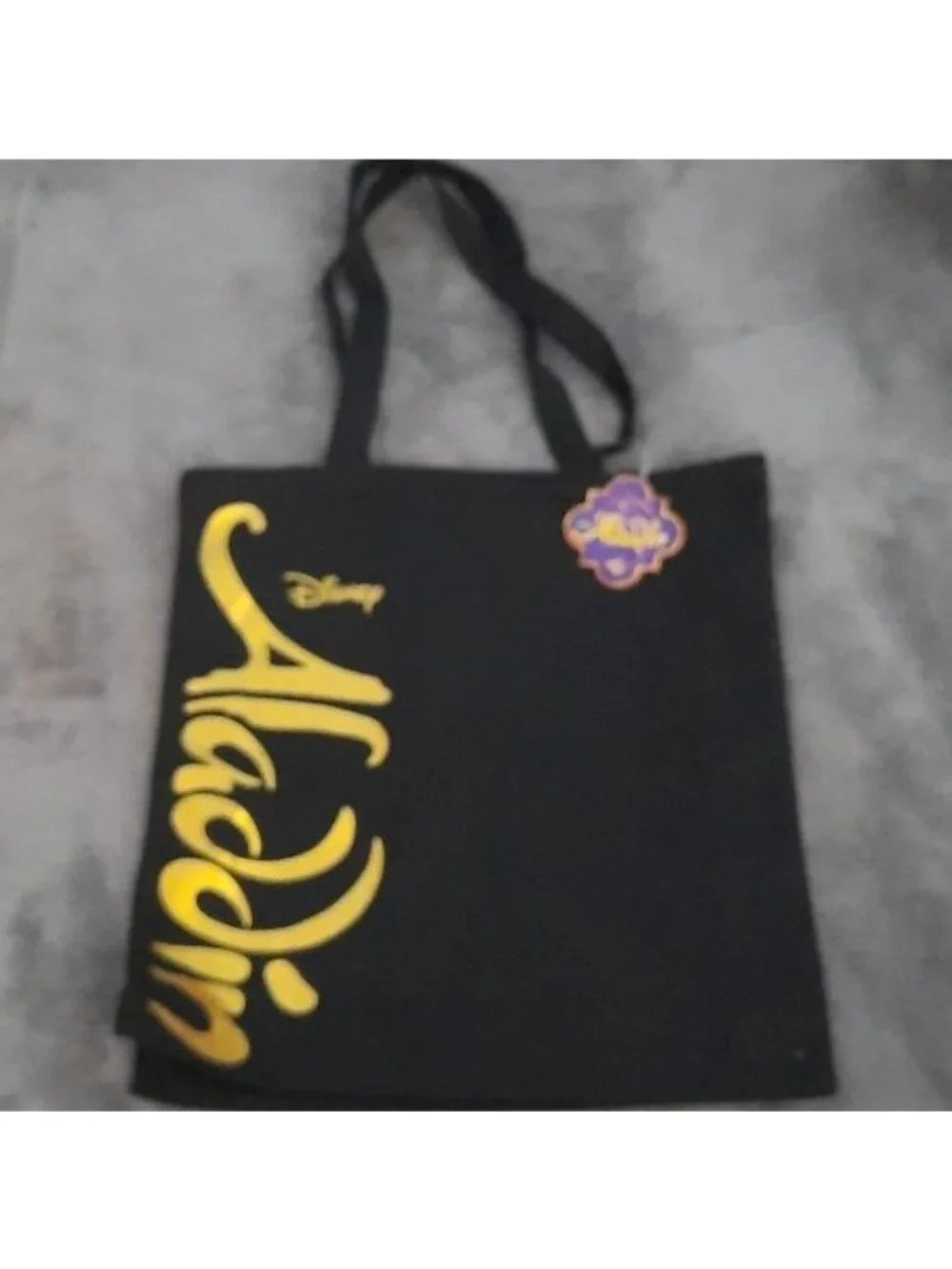 Disney Aladdin Genie Lamp  Black Gold Cotton Graphic Shoulder Reusable Tote Bag